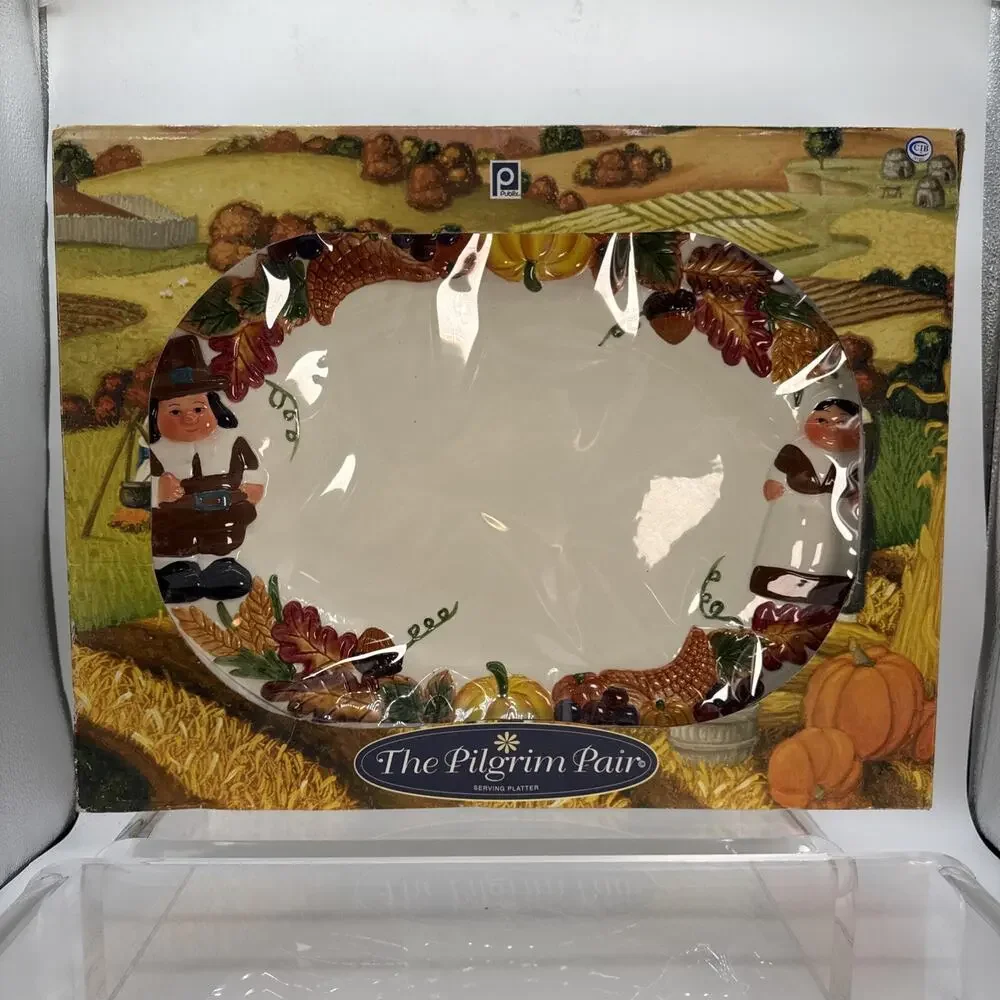 Publix Thanksgiving The Pilgrim Pair Serving Platter 17